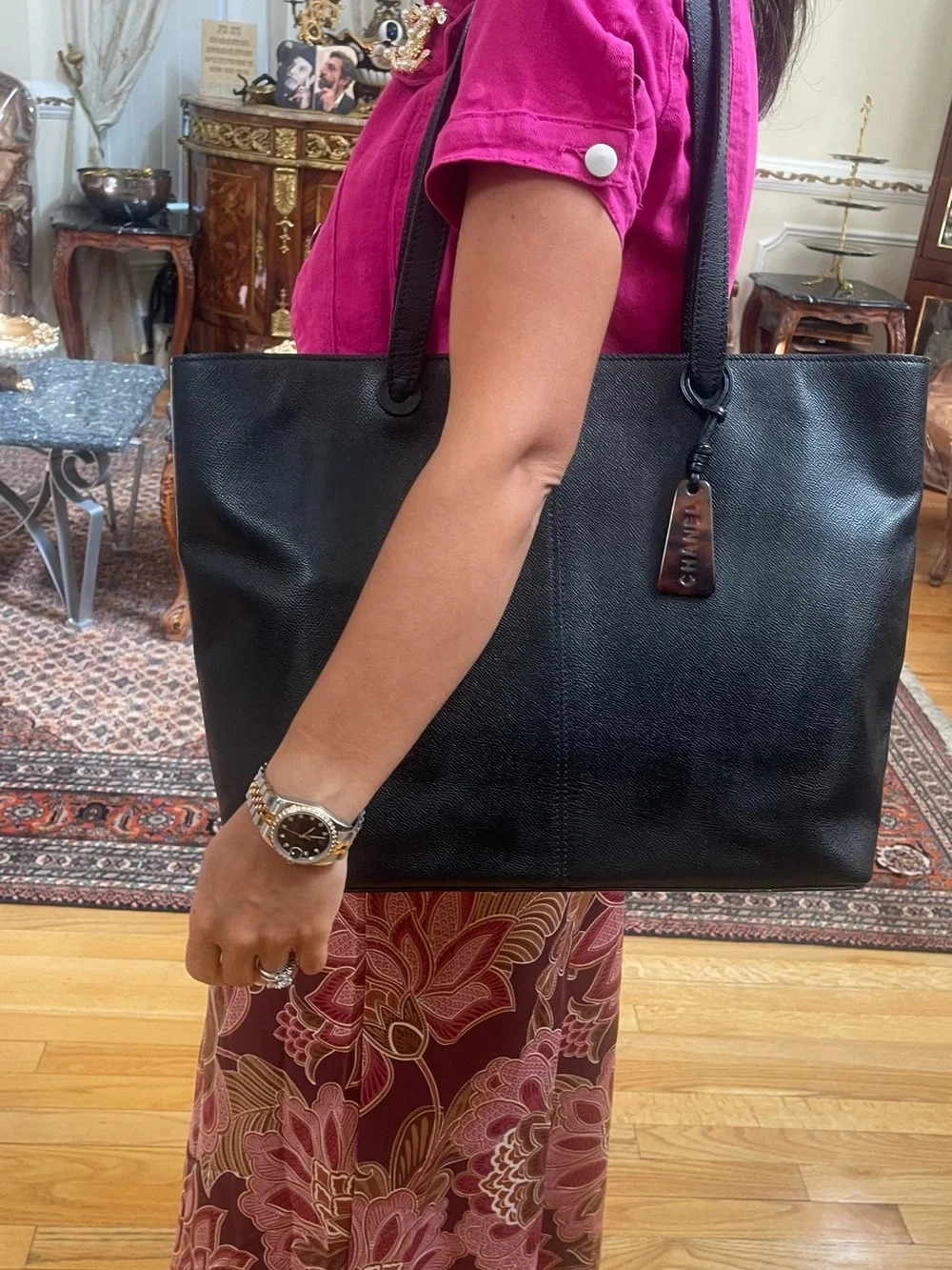 Chanel Black Leather Tote Bag